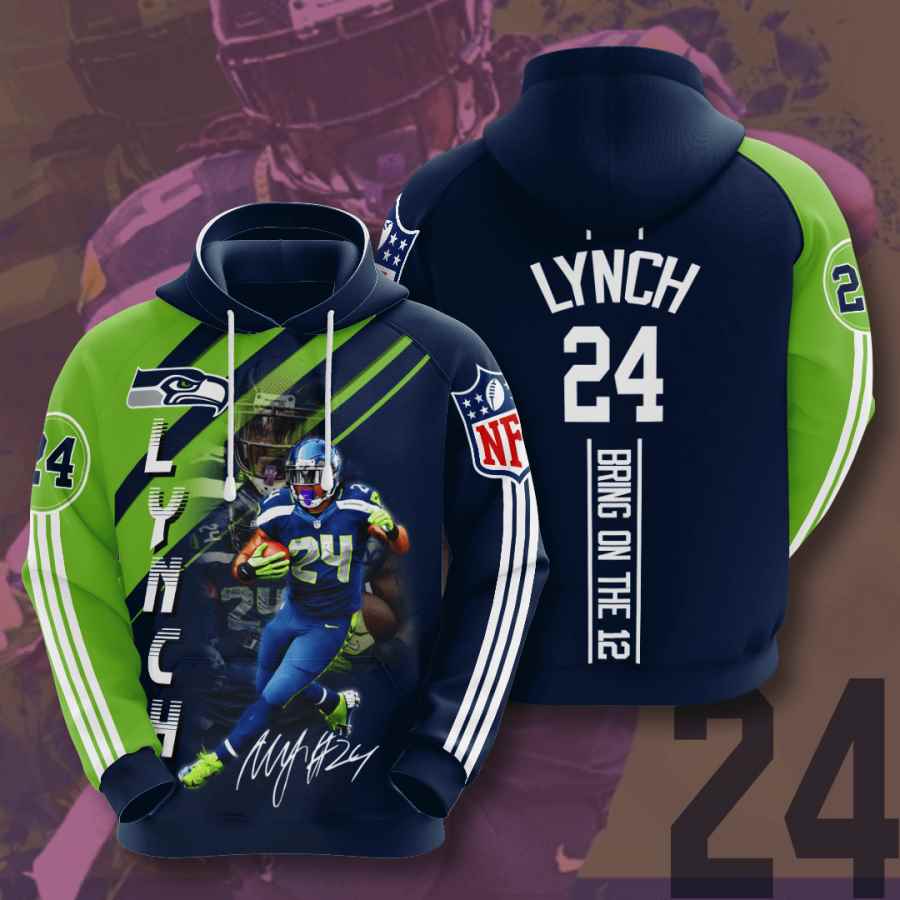 Sports American Football Nfl Seattle Seahawks Marshawn Lynch Usa Hoodie 3D