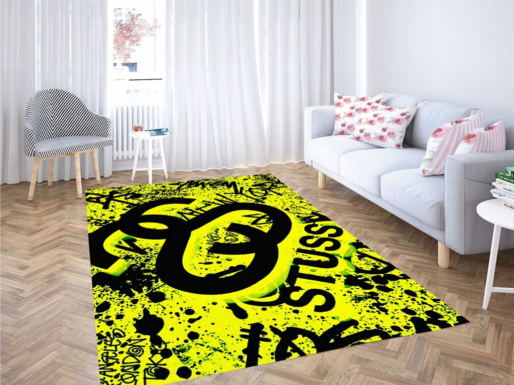 Stussy Yellow Logo Living Room Modern Carpet Rug
