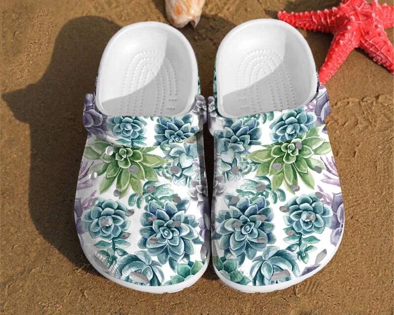 Succulent Watercolor Pattern Unisex Crocs Clog Shoes