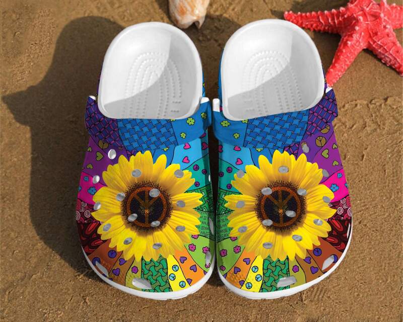 Sunflower Hippie Pattern Girl Classic Style Birthday Crocs Clog Shoes