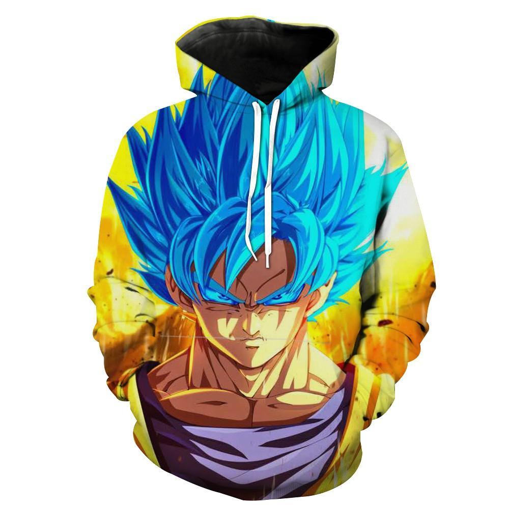 Super Saiyan Blue Goku Face Dragon Ball Super Apparel Hoodie 3D