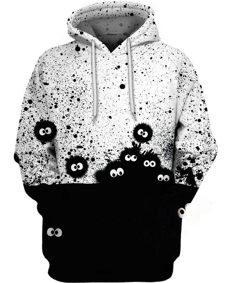 Susuwatari Black White Hoodie 3D