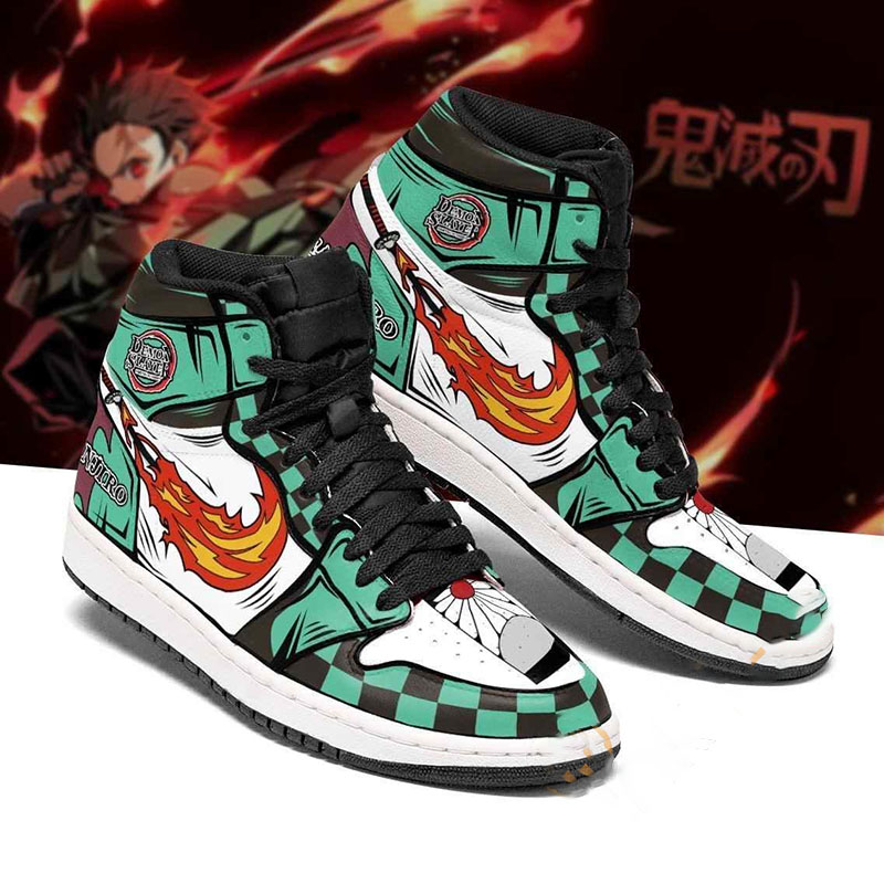 Tanjiro Fire Skill Costume Demon Slayer Sneakers Anime Air Jordan Shoes