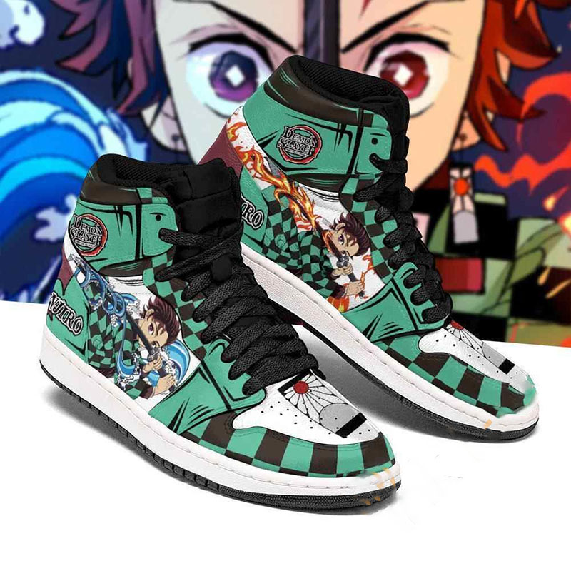 Tanjiro Sneaker Boots Water & Fire Demon Slayer Anime Shoes Air Jordan Shoes