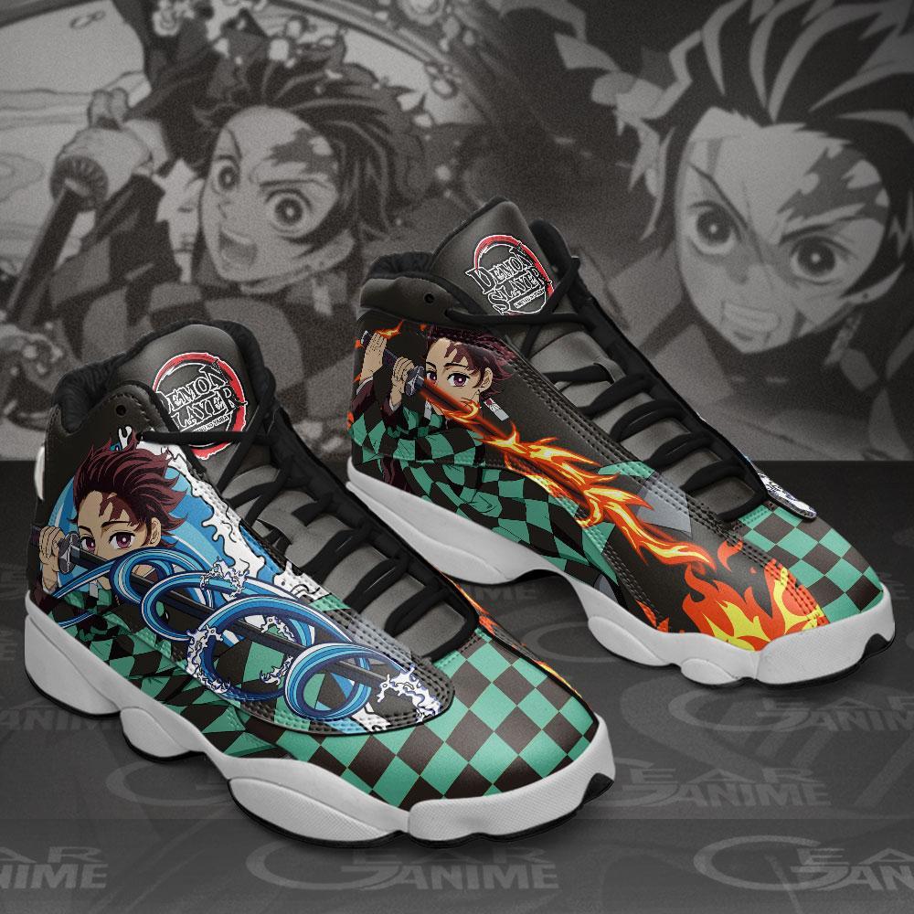 Tanjiro Water And Fire Demon Slayer Air Jordan Shoes