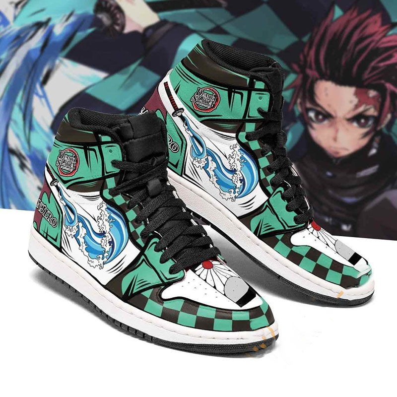 Tanjiro Water Skill Costume Demon Slayer Sneakers Anime Air Jordan Shoes