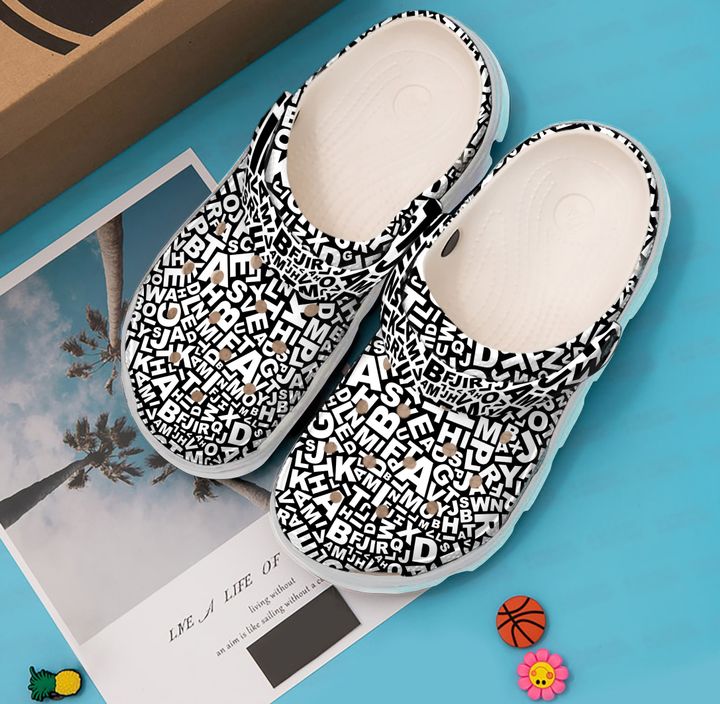 Teacher Abstract Letters Pattern Crocs Clog Shoes
