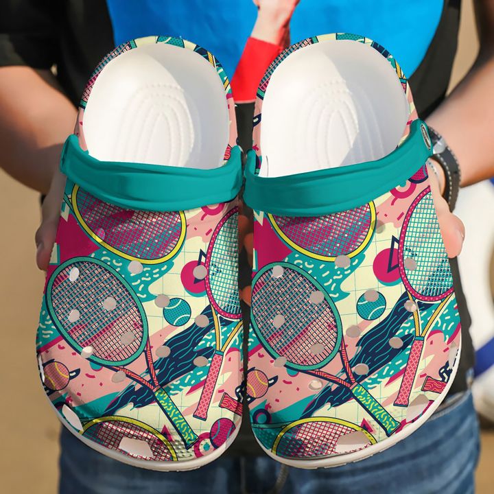 Tennis Colorful Rackets Crocs Clog Shoes