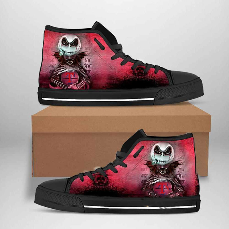 Texas Rangers Mlb Baseball Jack Skellington High Top Shoes