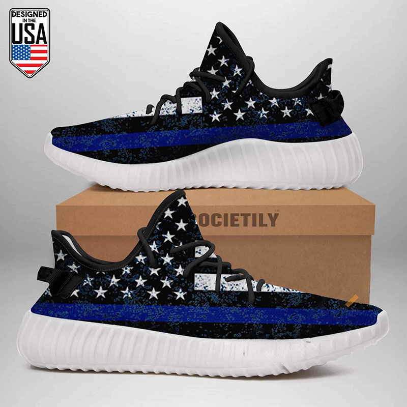 Thin Blue Line Full Yeezy Boost