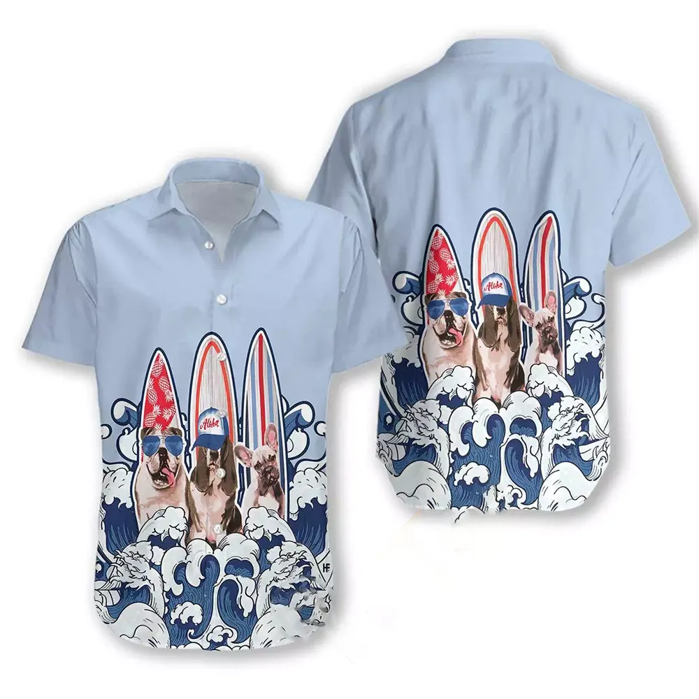 Three Dogs Surf And Wave Seamless Hawaiian shirts