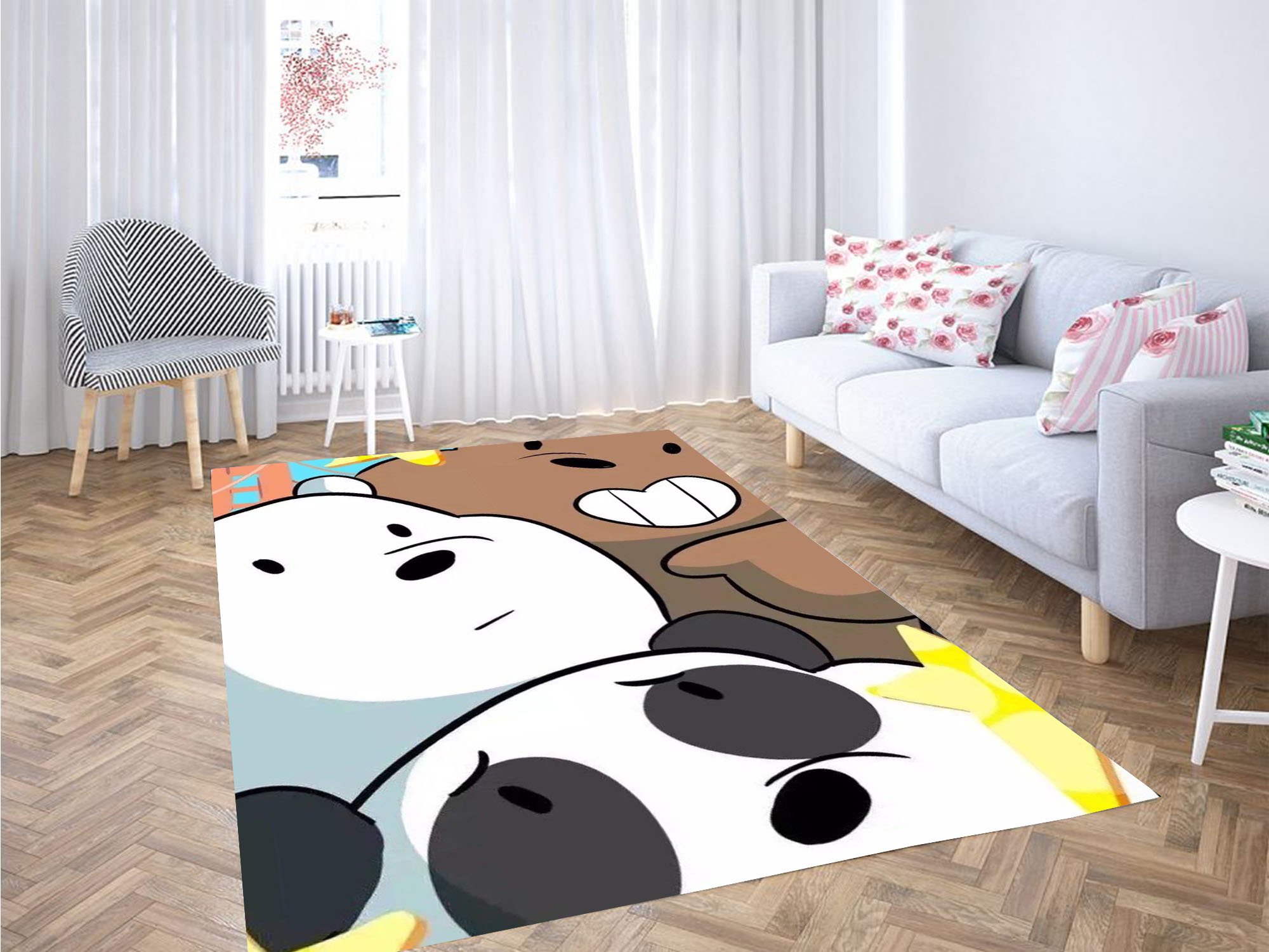 Three We Bare Bears Close Up Carpet Rug