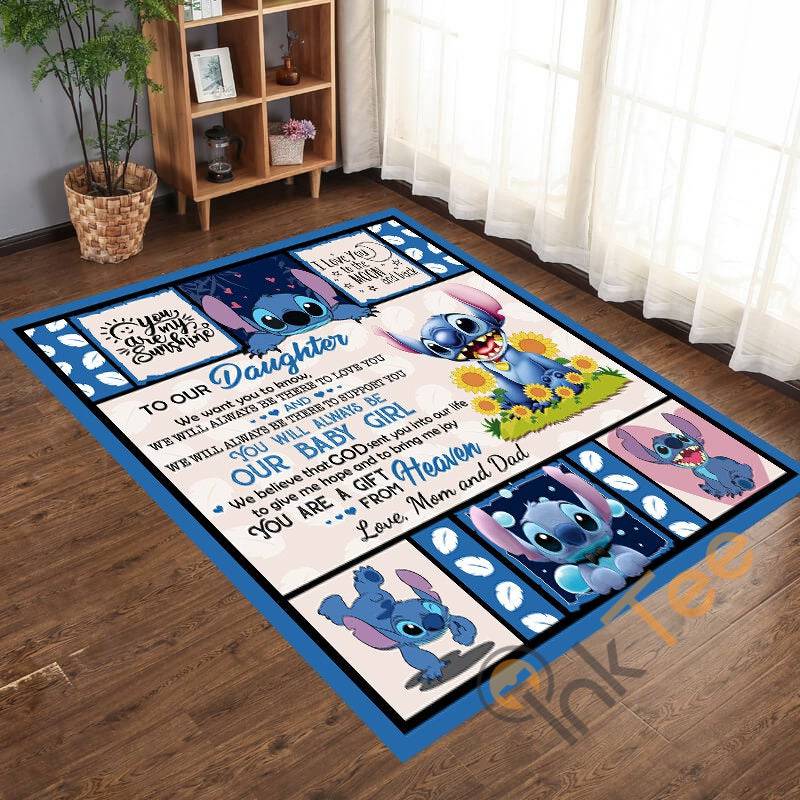 To My Daughter Lilo & Stitch Custom Name Disney Living Room Bedroom Gift For Lovers Rug