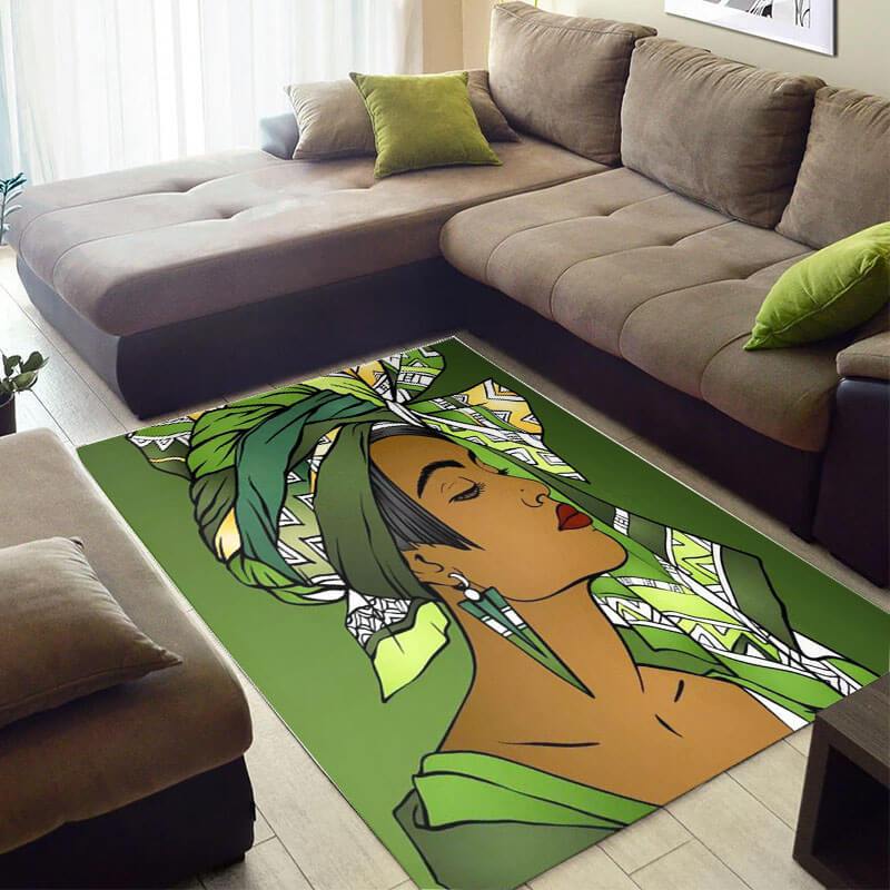 Trendy African American Fancy Black Art Afro Woman Style Area Themed Home Rug