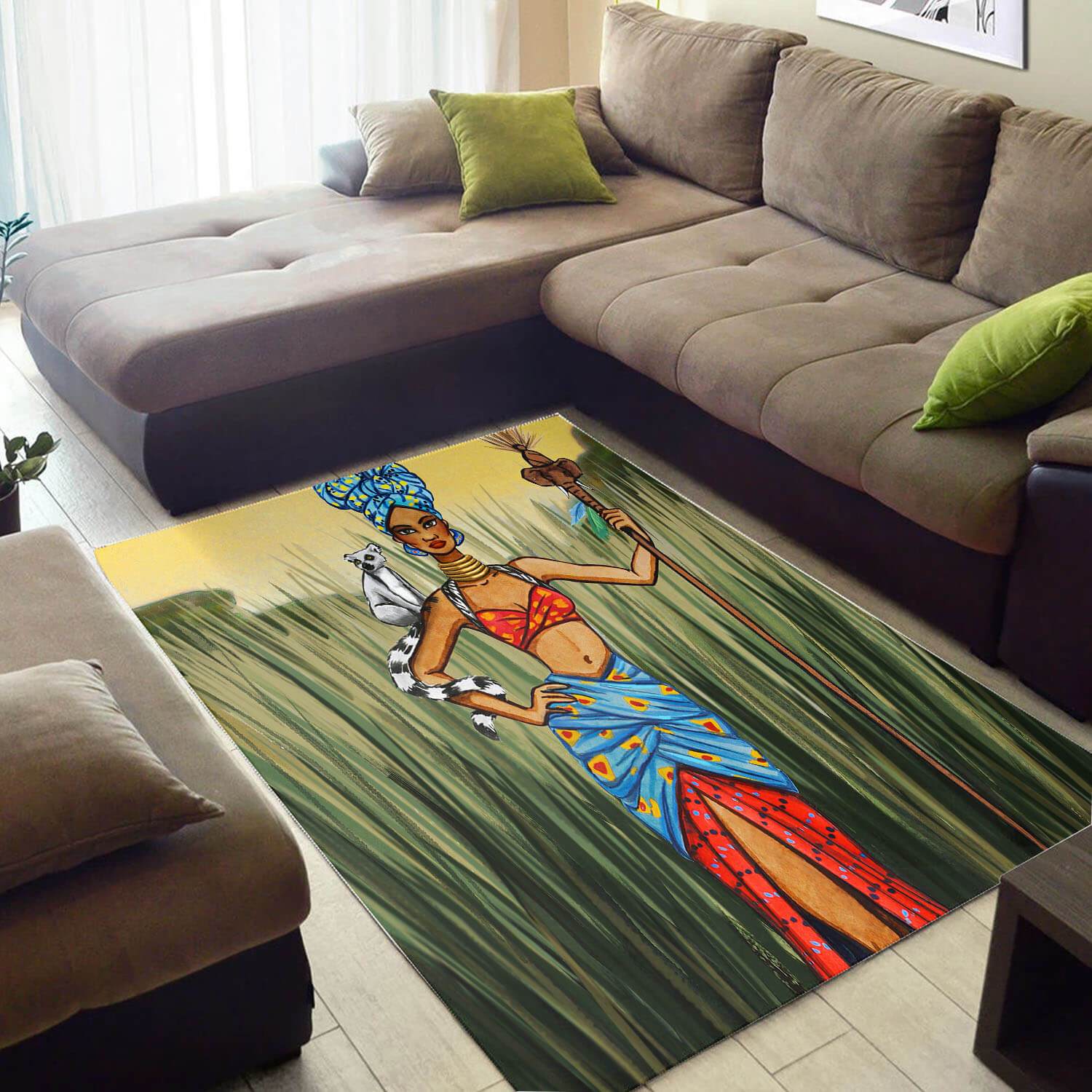 Trendy African Pretty Natural Hair Afro Girl Style Carpet Inspired Living Room Rug