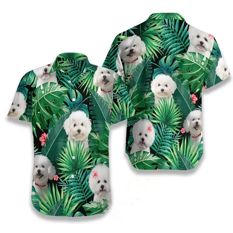Tropical Bichon Frise Hawaiian shirts