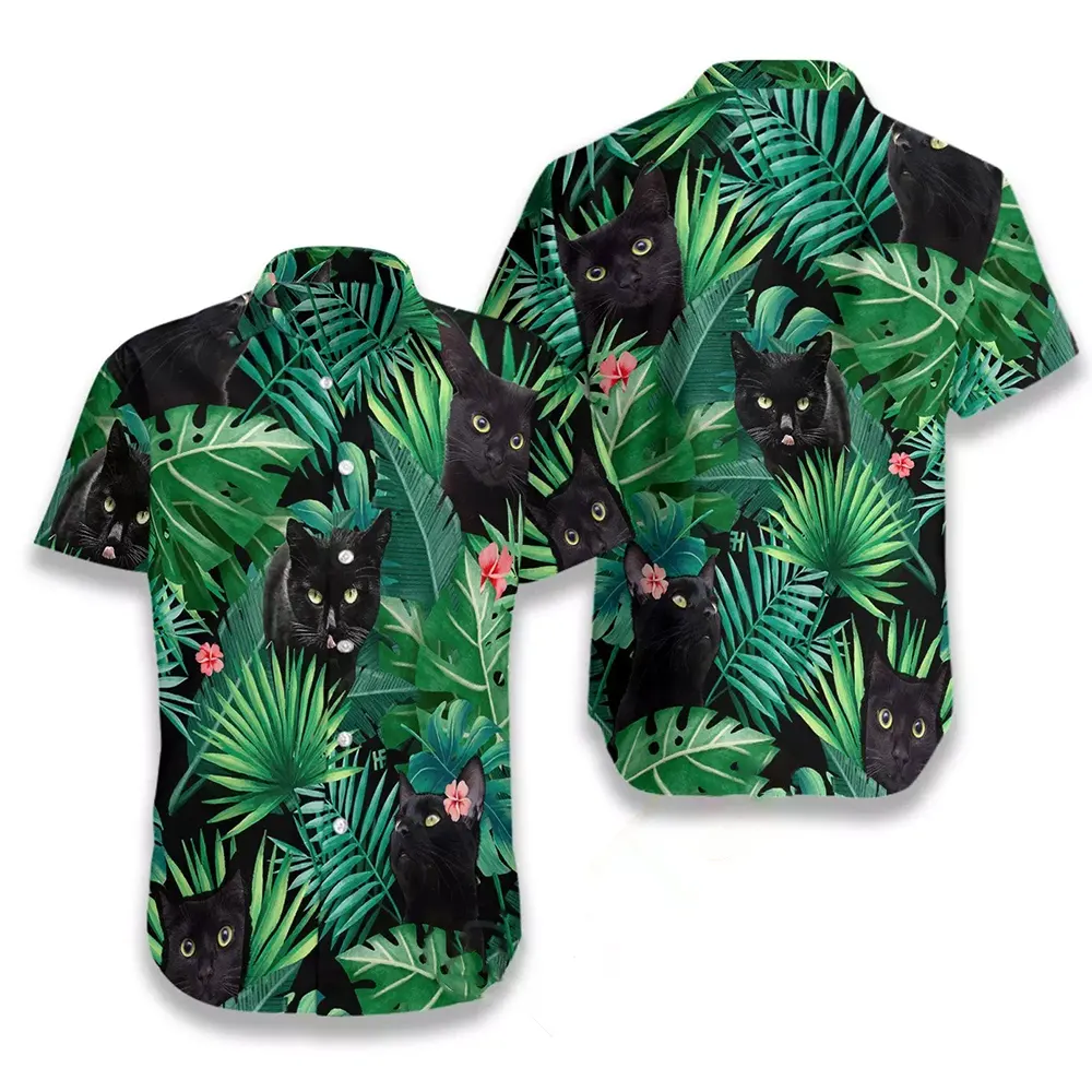 Tropical Black Cat Hawaiian shirts