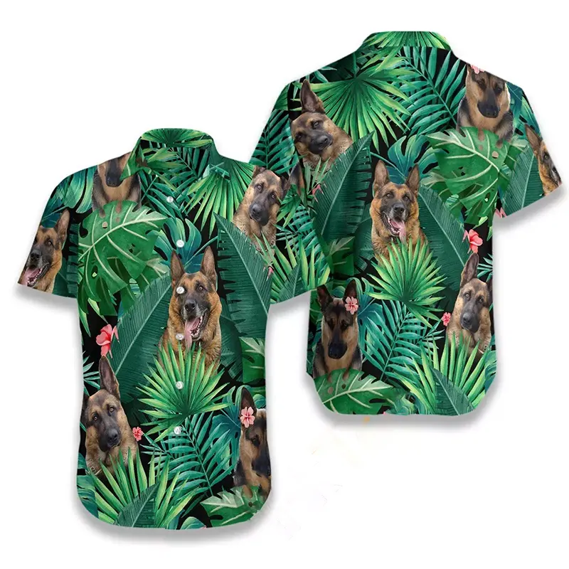 Tropical German Shepherd Hawaiian shirts