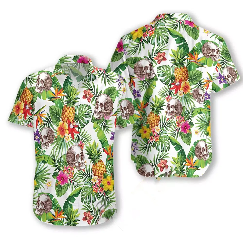 Tropical Pineapple And Skull Hawaiian shirts
