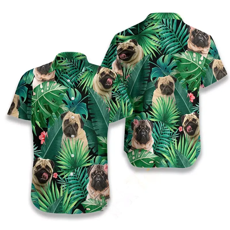 Tropical Pug Hawaiian shirts