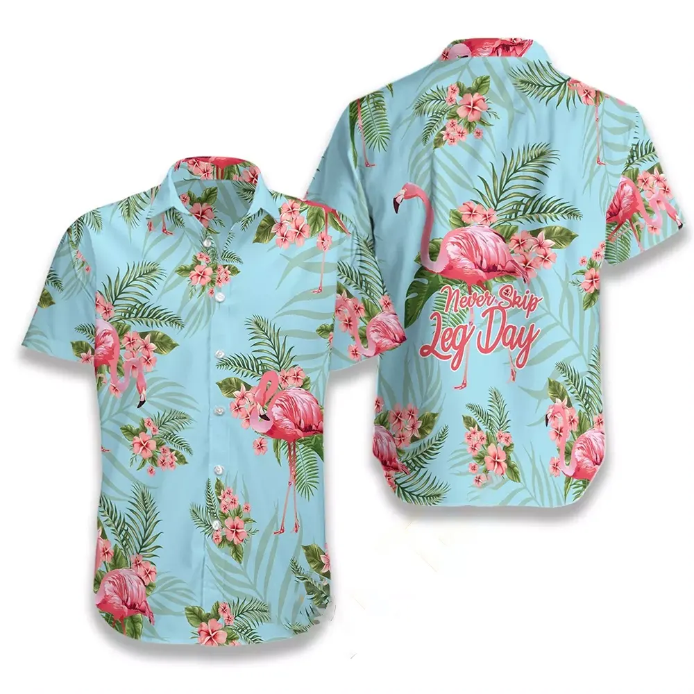 Tropical Workout Flamingo Never Skip Leg Day Hawaiian shirts