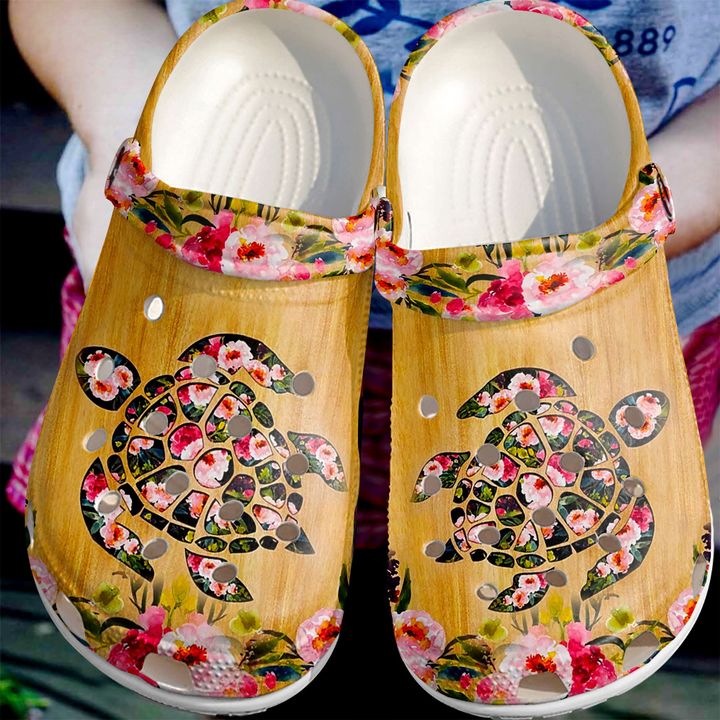 Turtle Flower Crocs Clog Shoes