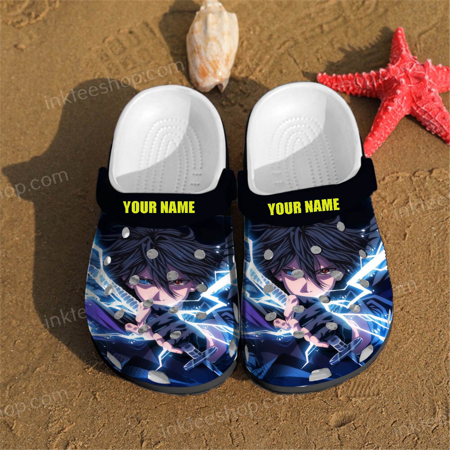 Uchiha Sasuke Anime Personalized Name Crocs Clog Shoes