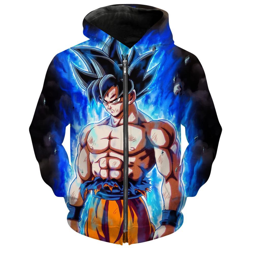 Ultra Instinct Goku Dragon Ball Super Zip Up Dbz Hoodie 3D