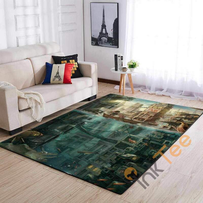 underwater City Nature Area Rug