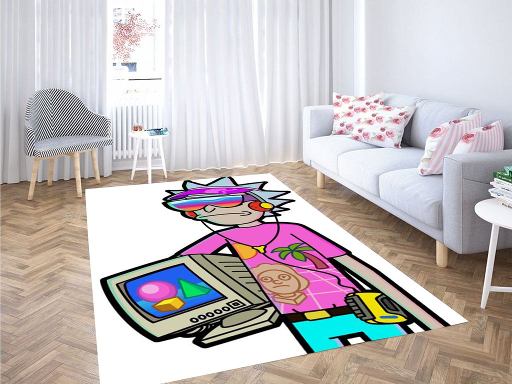 Vaporwave Rick And Morty Living Room Modern Carpet Rug