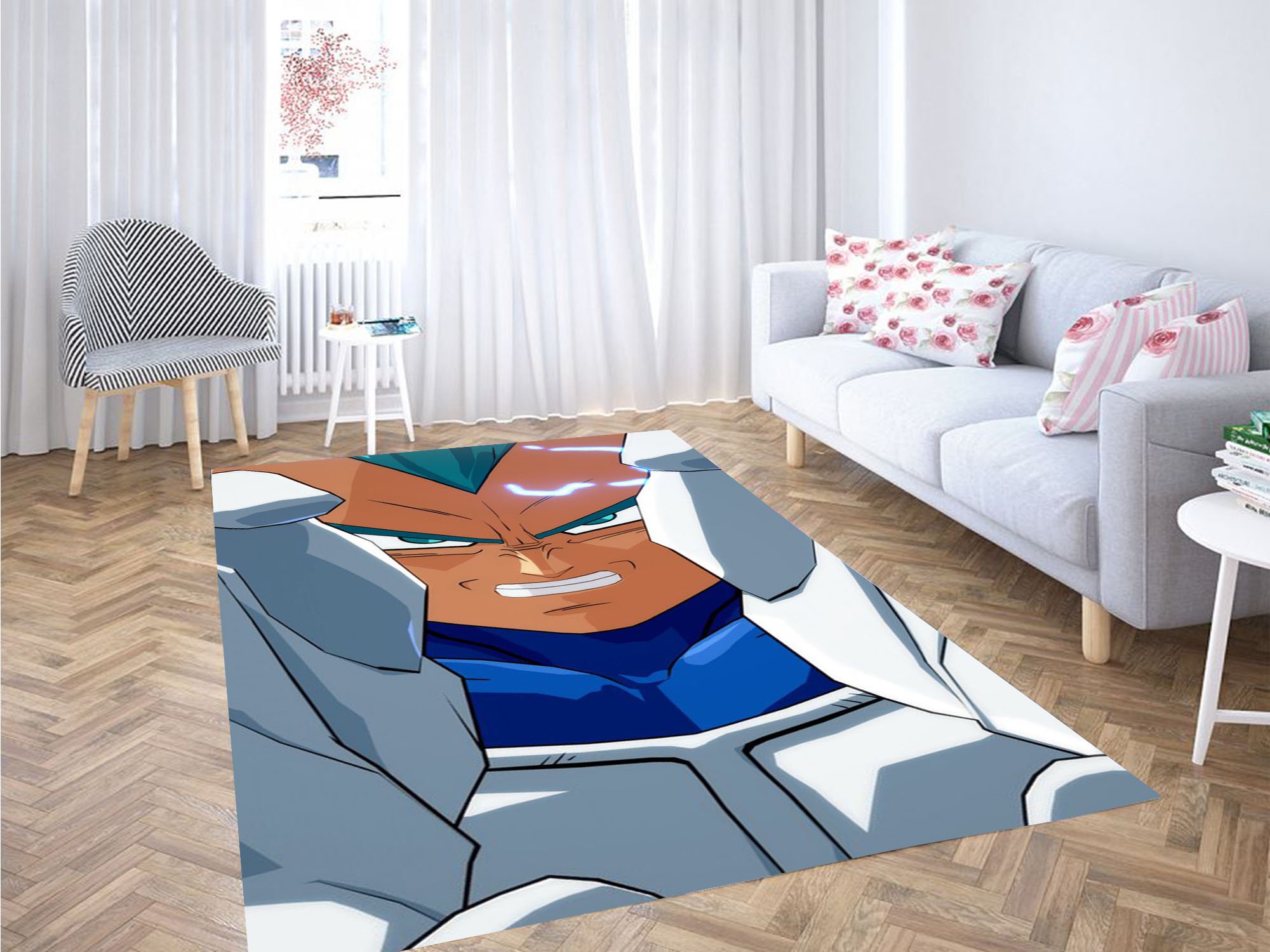 Vegeta Blue Saiyan Face Carpet Rug