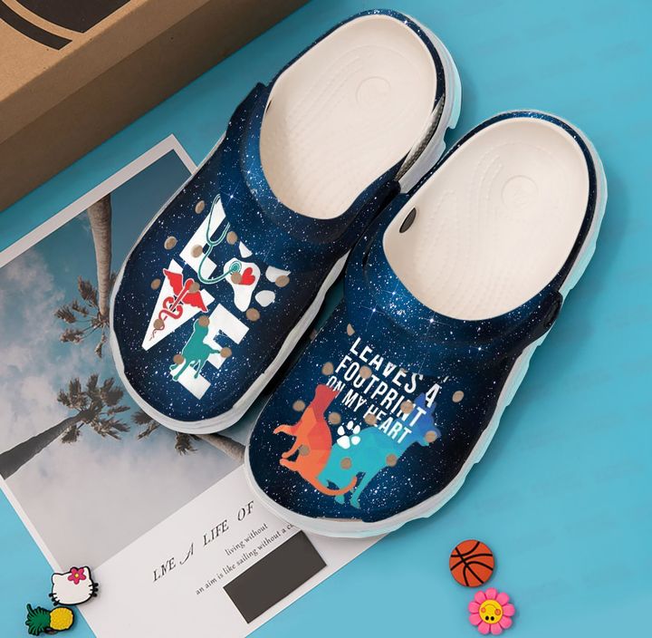 Vet Tech Footprint On My Heart Crocs Clog Shoes