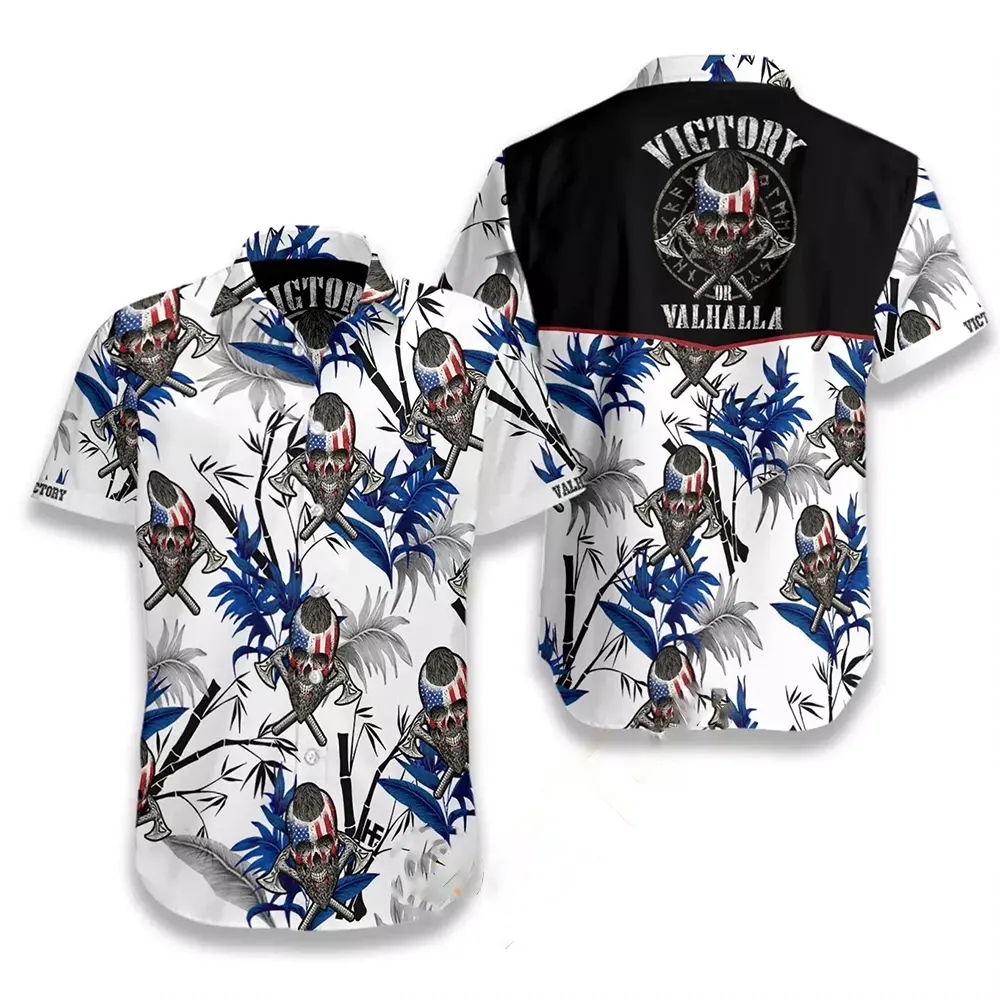Victory Or Valhalla Viking White Hawaiian shirts