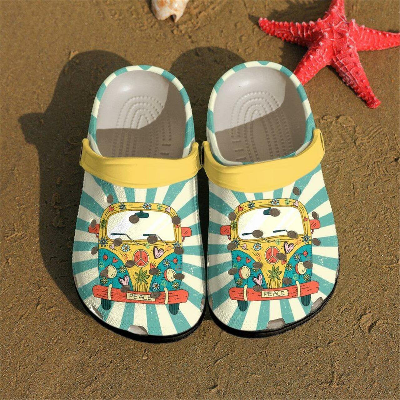 Vintage Hippie Van Personalized Crocs Clog Shoes