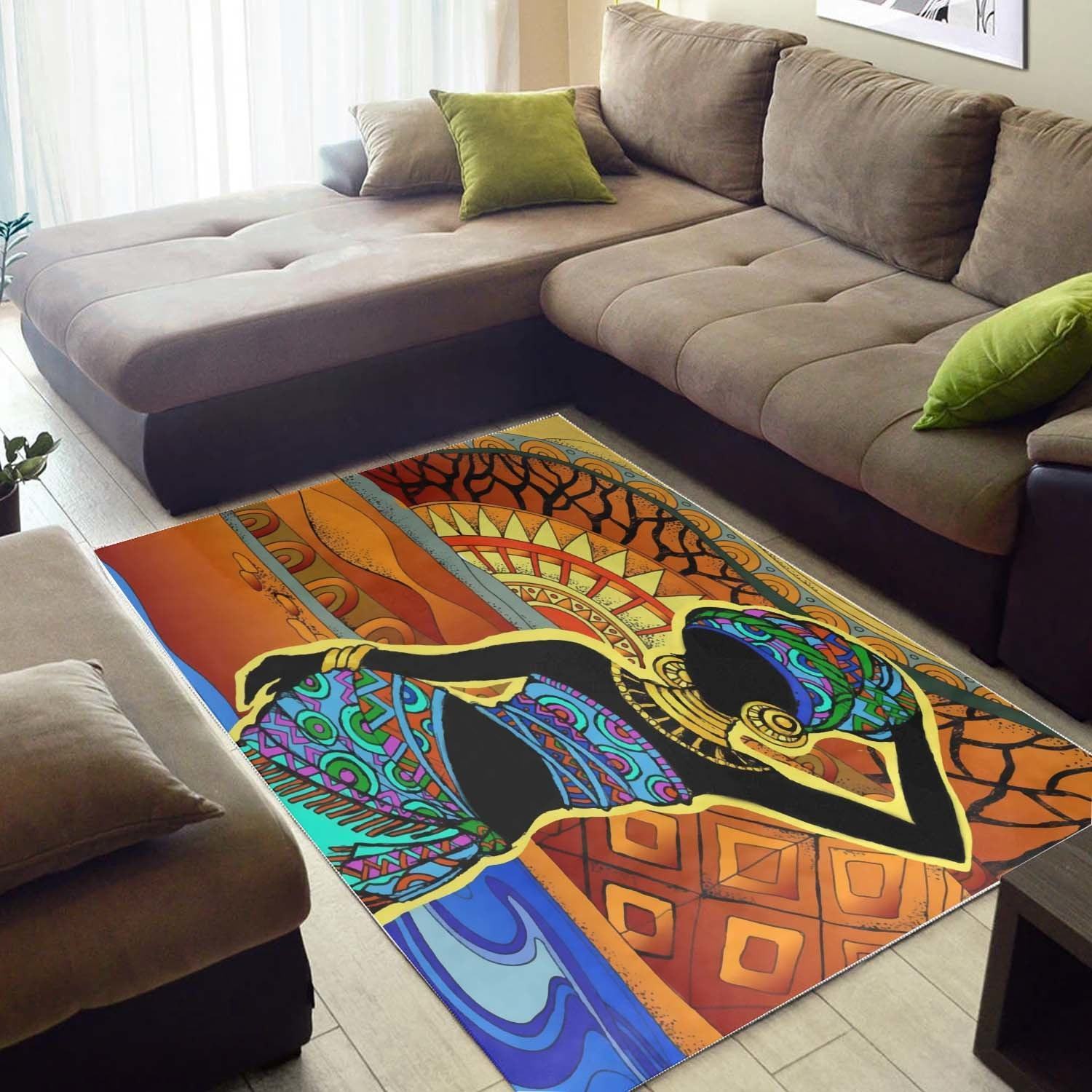 Vintage Retro African Black Woman Rug