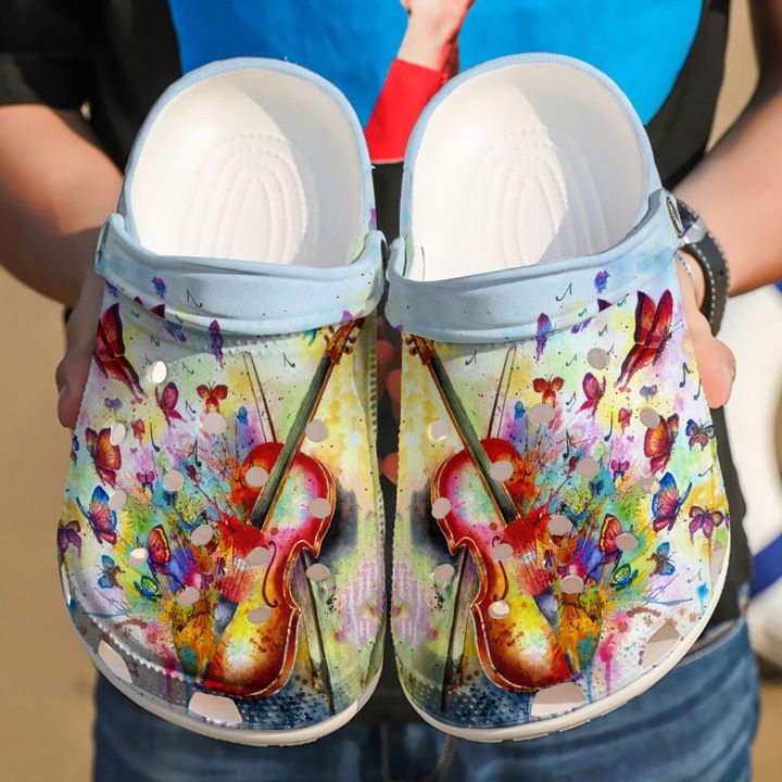 Violin Beautiful Watercolor Crocs Clog Shoes