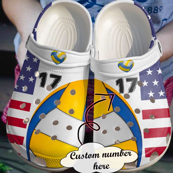 Volleyball Personalized American Crocs Clog Shoes