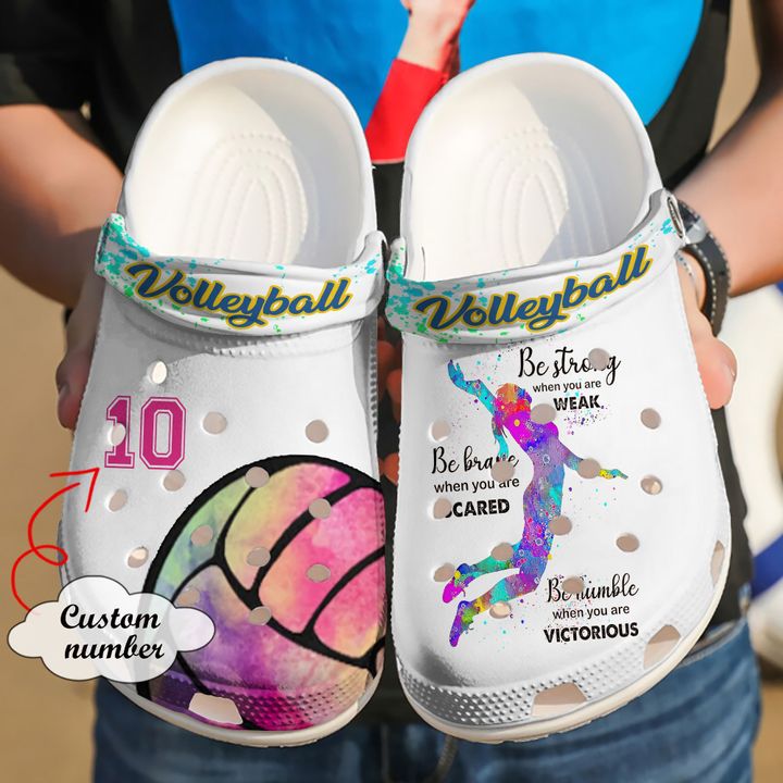 Volleyball Personalized Be Strong Brave Humble Crocs Clog Shoes