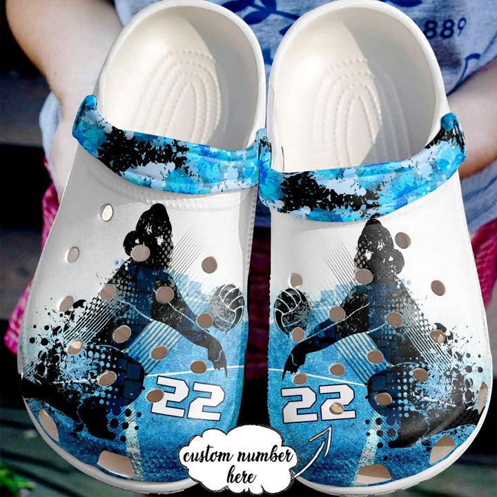 Volleyball Personalized Blue Ice Crocs Clog Shoes