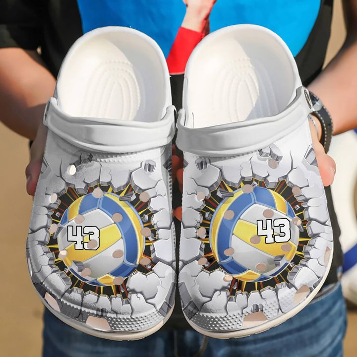 Volleyball Personalized Crack Crocs Clog Shoes