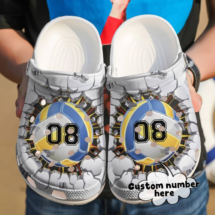 Volleyball Personalized Crack Crocs Clog Shoes