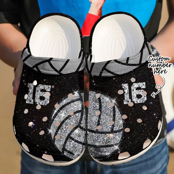 Volleyball Personalized Diamond Crocs Clog Shoes