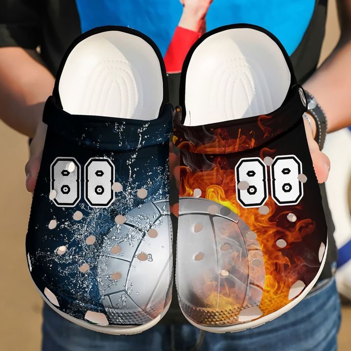 Volleyball Personalized Fire Crocs Clog Shoes