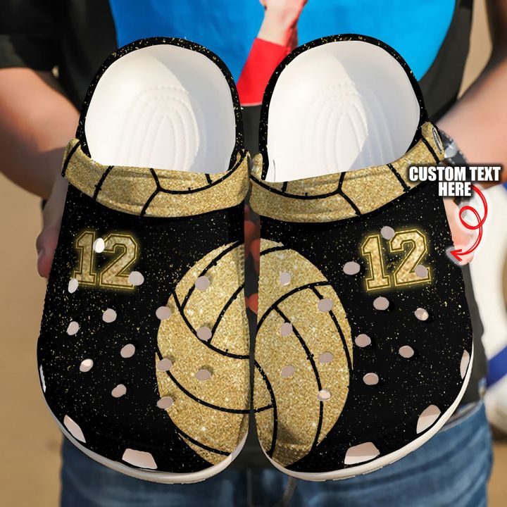 Volleyball Personalized Golden Crocs Clog Shoes