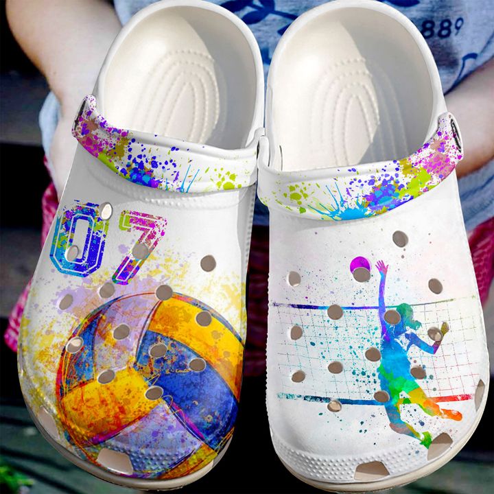 Volleyball Personalized Splatter Crocs Clog Shoes