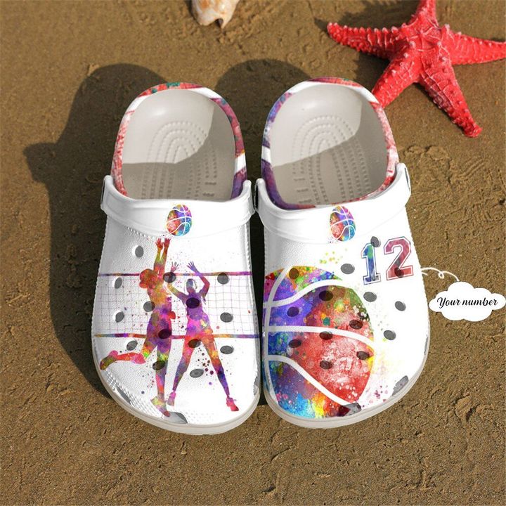 Volleyball Personalized Watercolor Crocs Clog Shoes