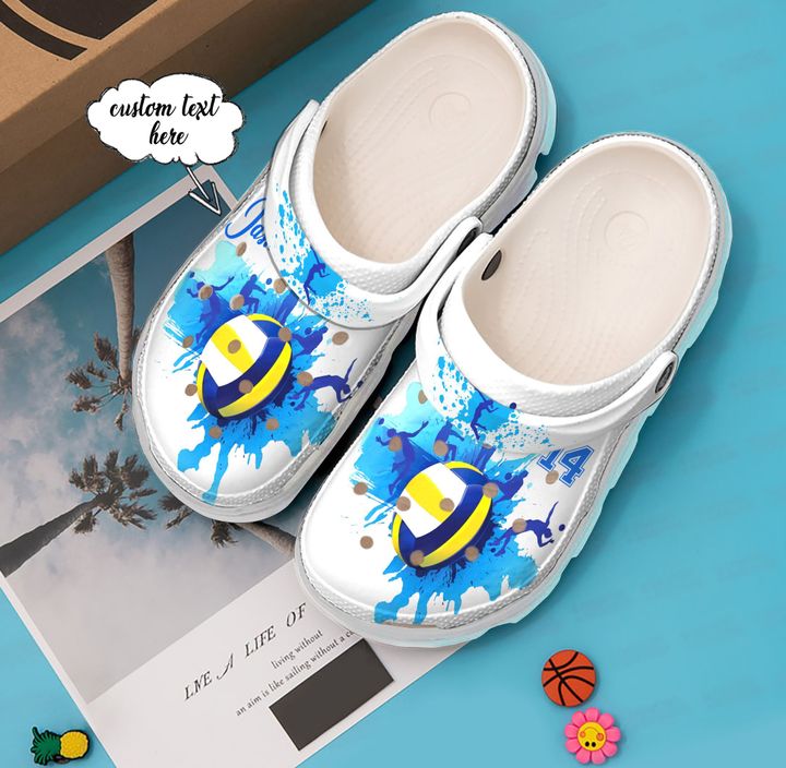 Volleyball Personalized Watercolor Crocs Clog Shoes