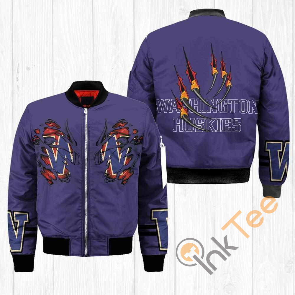 Washington Huskies NCAA Claws Apparel Best Christmas Gift For Fans Bomber Jacket