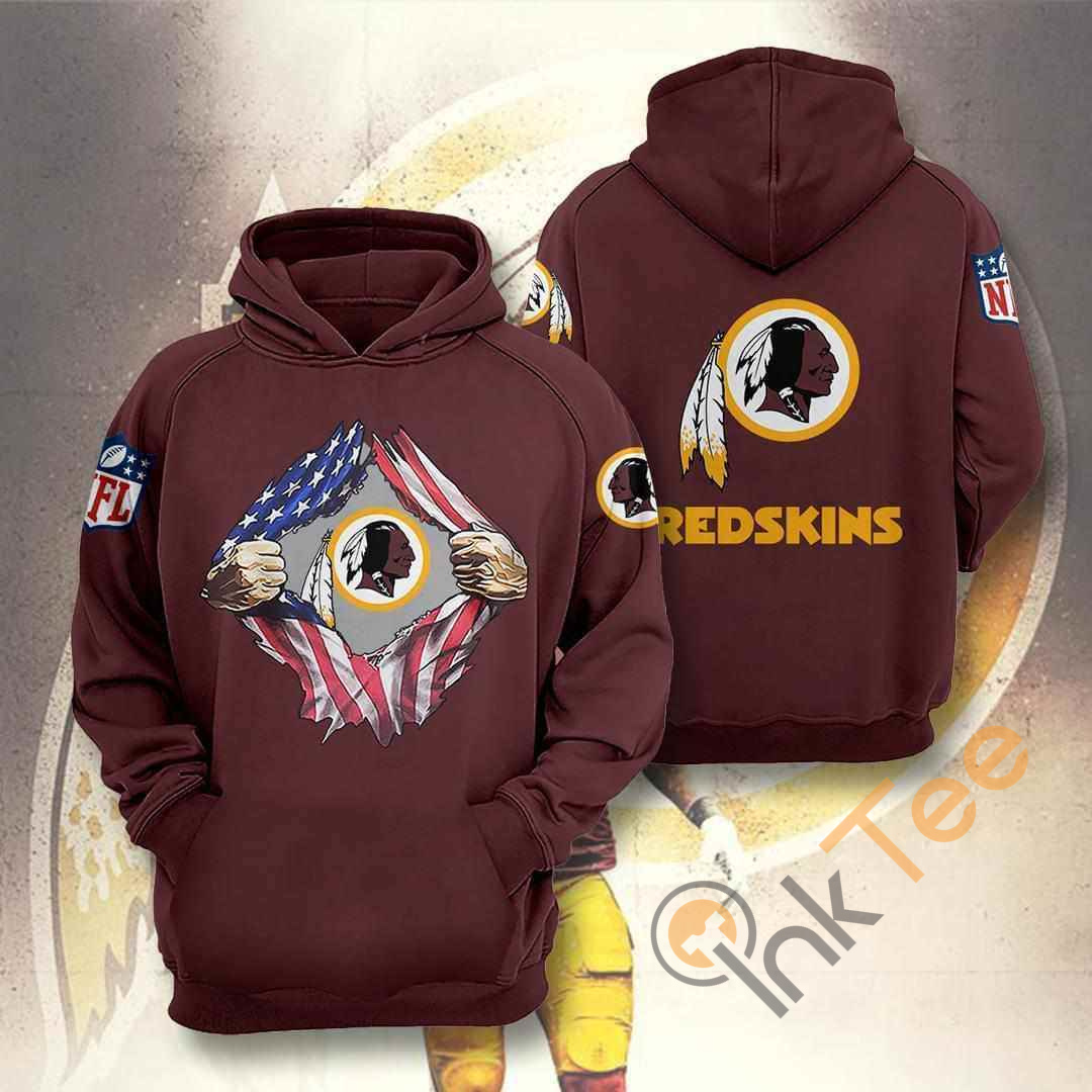 Washington Redskins Nfl American Ripped Hoodie 3d