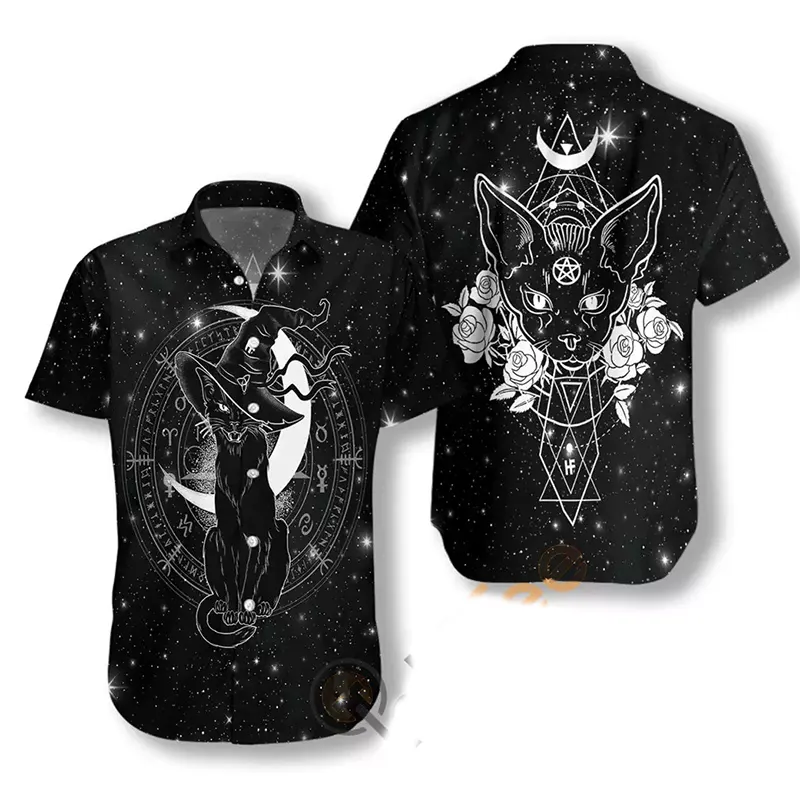 Wicca Black Cat Hawaiian shirts